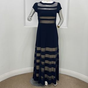 R&M Richards Navy and Beige Maxi Dress